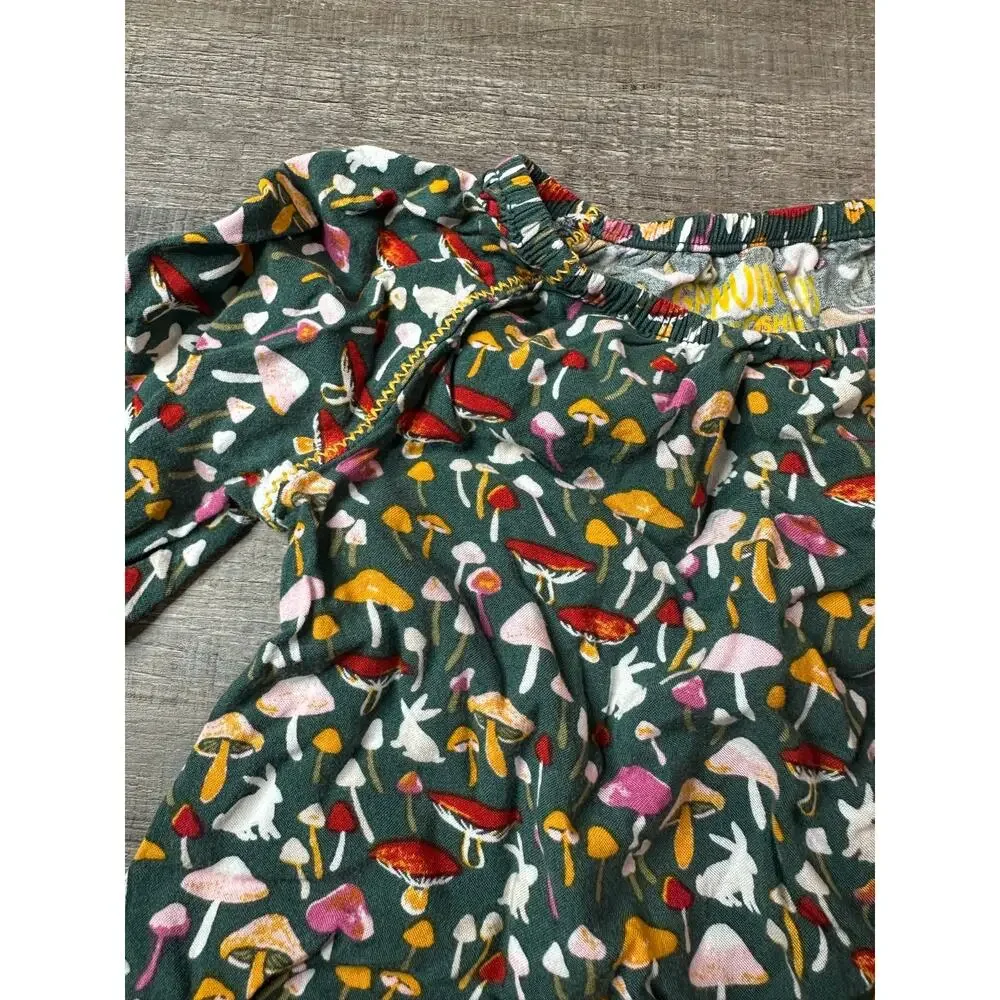 Osh Kosh Genuine Kids Green Colorful Mushroom Long Sleeve Flare Top 12 months